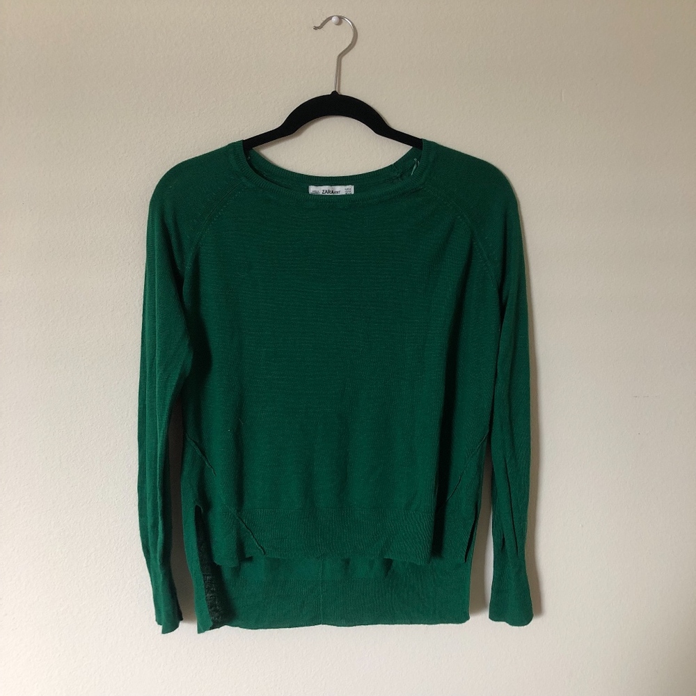 zara green sweater